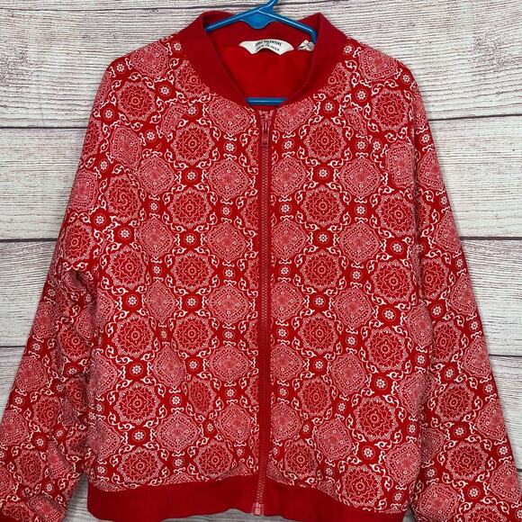 Janie and Jack Kid's Juno Valentine Red & White Bandana Bomber Jacket Size 10 - Picture 3 of 10